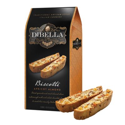 Dibella Biscotti Cookies - Authentic Italian Biscotti, Apricot Almond, 6-Count - Gourmet Cantuccini Biscotti - Rich Flavor - Crunchy Outside with Silky Middle - Classic Italian Biscotti