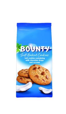 Bounty-Soft Baked Cookies, Soft cookies containing milk chocolate drops and coconut, UK Product. 180g.