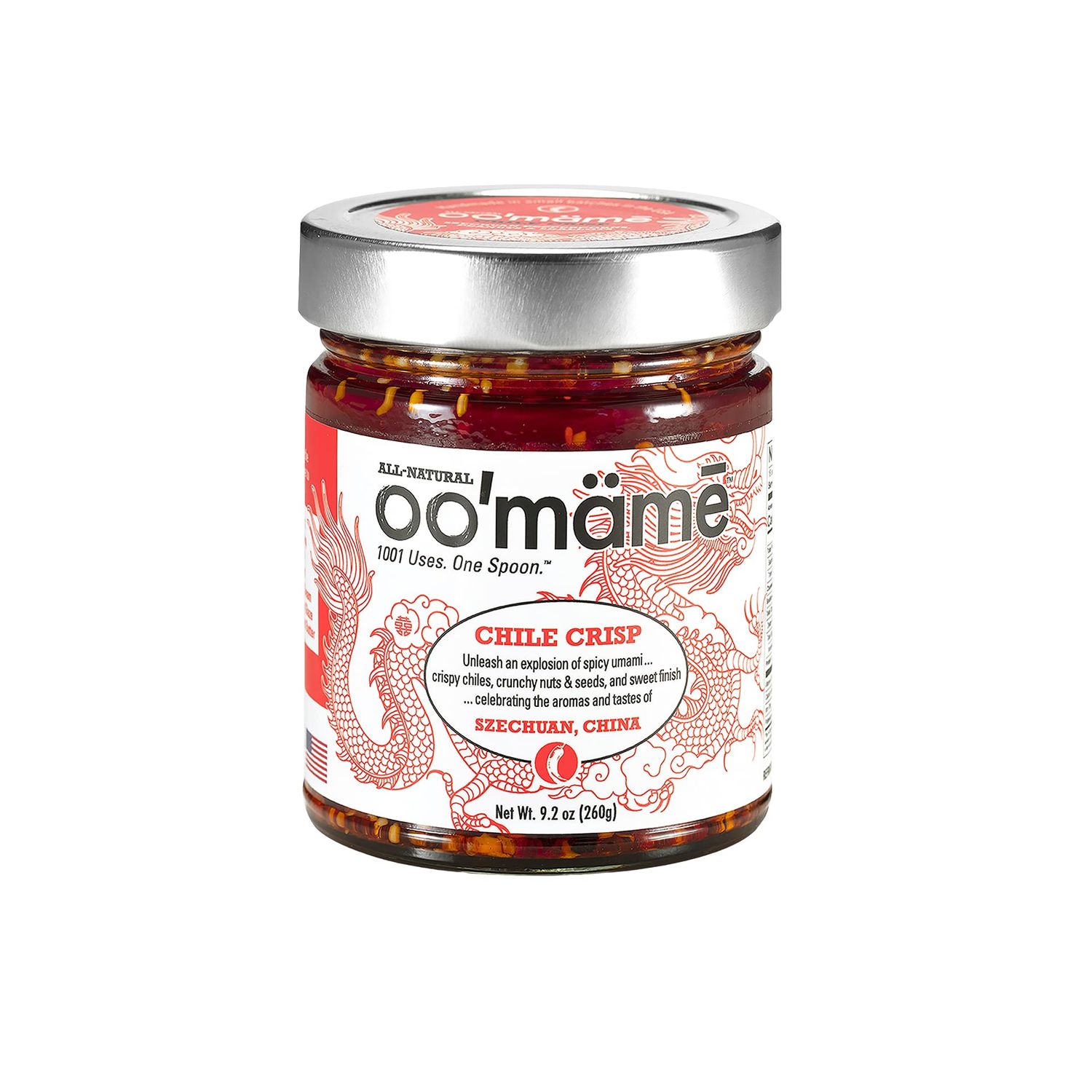 OO mam? Chinese Chili Crisp - 9.2 oz. Gluten-Free Keto-Approved Spicy Chili Crisp Oil, Sichuan Chili Crisp, Szechuan Hot Sauce for Dumplings, Ramen Broth, or Asian Vegan Meals, Chinese Chile Crisp