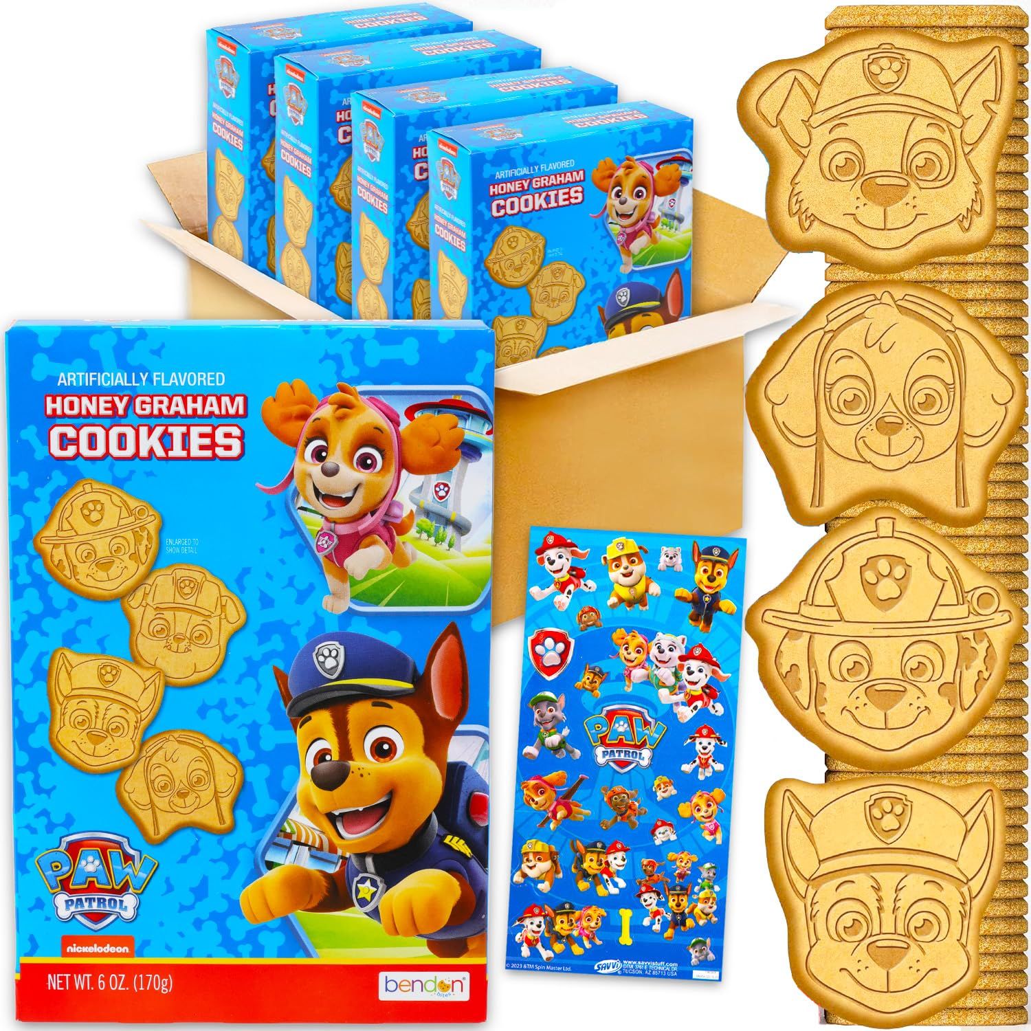 Bulk Paw Patrol Honey Graham Cookies Snack Bundle 1.5lbs - Bulk Paw Patrol Treats, Sweets, Snacks Lunch Cookies - Shaped Character Animal Paw Patrol Cookies