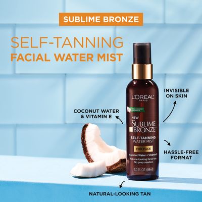 L'Oreal Paris Sublime Bronze Self Tanning Facial Mist, Water-Based Formula, Coconut Water &amp; Vitamin E, 3 fl. Oz