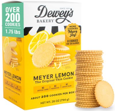 Deweys Bakery Meyer Lemon Moravian Style Cookie Thins, Bakery Fresh with Real Simple Ingredients, Low Calorie Snack, No Artificial Flavors, Synthetic Colors or Preservatives, 28oz Pack of 1