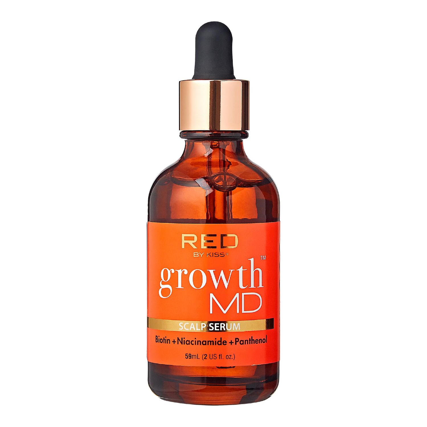Red by Kiss Growth MD Hair Growth Scalp Serum, Biotin, Niacinamide, Panthenol, Rosemary Oil Infused, Made with 100 Natural Ingredients, USDA Certified Organic Oils, Non-GMO