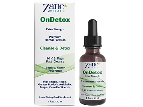 Zane OnDetox ?10 - 15 Days Fast Cleanse and Support Detox &amp; Repair Supplement with Milk Thistle, Nettle, Greater Burdock, Artichoke &amp; More Vegan Non-GMO Gluten-Free 1 Fl Oz.- 30ml