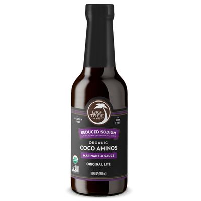 Big Tree Farms Organic Coco Aminos - Liquid Coconut Aminos, Soy-Free Sauce, Low Sodium, Soy Alternative, Gluten Free, Kosher, Marinade &amp; Sauce, Non-GMO - Original Lite, 10 Fl Oz Pack of 1