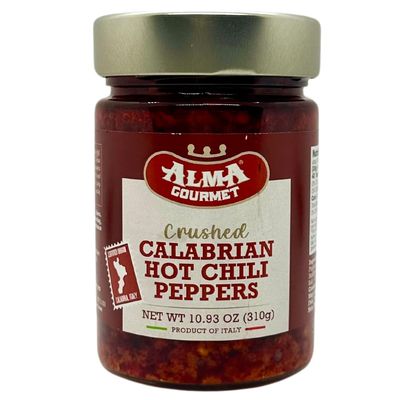 Certified Authentic Crushed Calabrian Hot Chili Peppers Paste Imported From Italy - Calabrian Crushed Chili Peppers Spread Sauce - All Natural - 10.93oz 310g