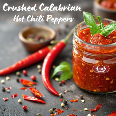 Certified Authentic Crushed Calabrian Hot Chili Peppers Paste Imported From Italy - Calabrian Crushed Chili Peppers Spread Sauce - All Natural - 10.93oz 310g