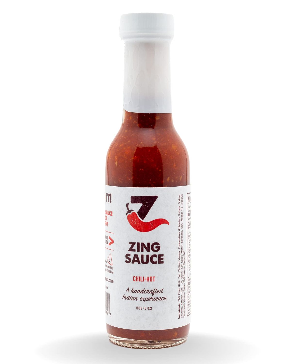 Zing Hot Sambal Oelek Chili Garlic Sauce - Spicy Chili Crisp Indian Sauce. 5 oz Bottle. Chili Paste for Marinade, Condiment, or Dipping Sauce. Vegan Red Asian Chili Sauce