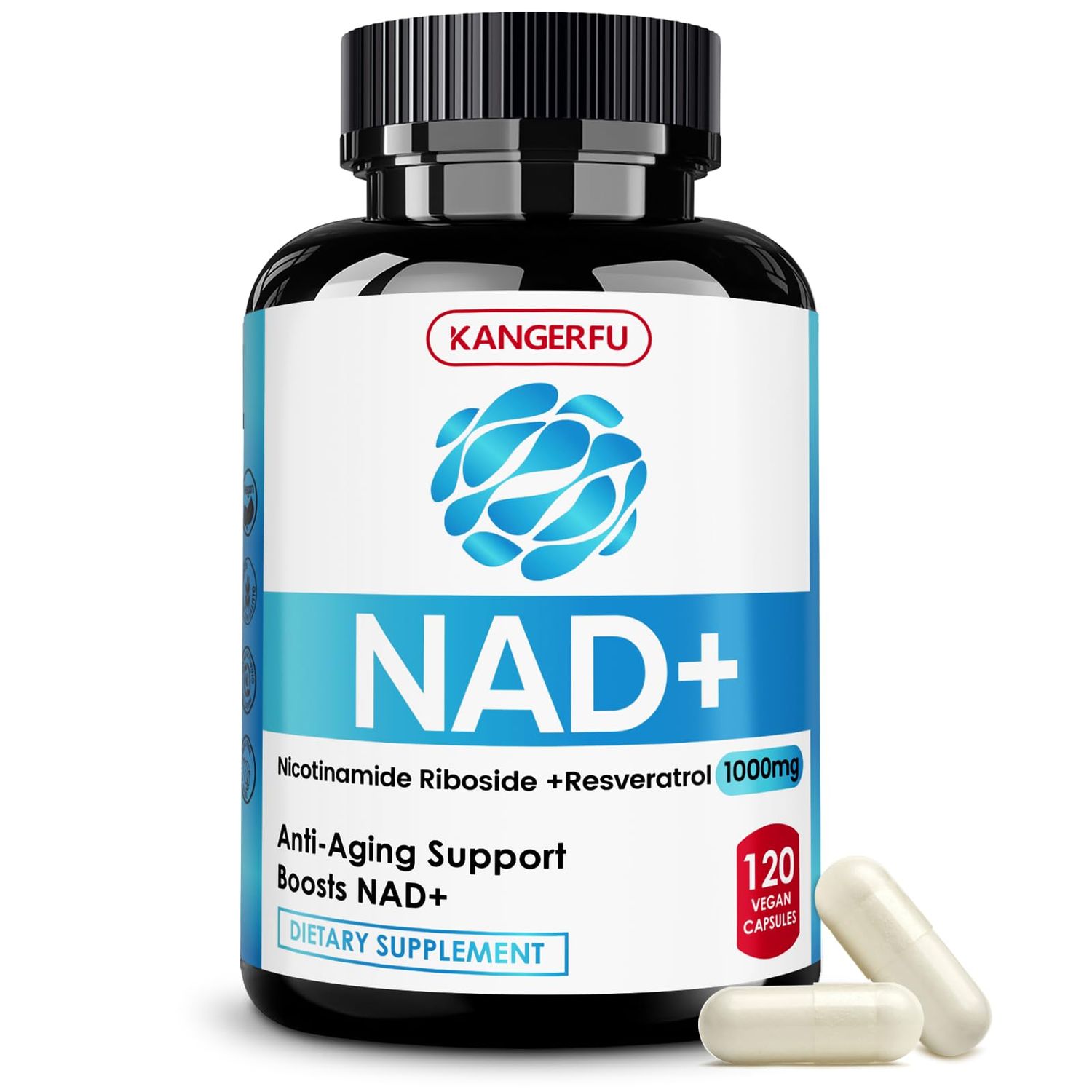 KANGERFU NAD Supplement, Liposomal NAD Supplement with Resveratrol, Nicotinamide Riboside Resveratrol 1000mg,NAD Plus NMN Alternative,Anti-Aging Support,-120 Capsules