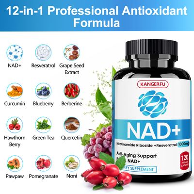 KANGERFU NAD Supplement, Liposomal NAD Supplement with Resveratrol, Nicotinamide Riboside Resveratrol 1000mg,NAD Plus NMN Alternative,Anti-Aging Support,-120 Capsules