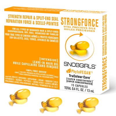 STRONGFORCE Salon Vegan Hair Oil Strengthening &amp; Split End Repair. All Hair Types. Hair serum with Argan Oil, Baobab Oil, Avocado, Moringa, Niacinamide, Biotin &amp; Hair Vitamins. Instant Hair Detangler