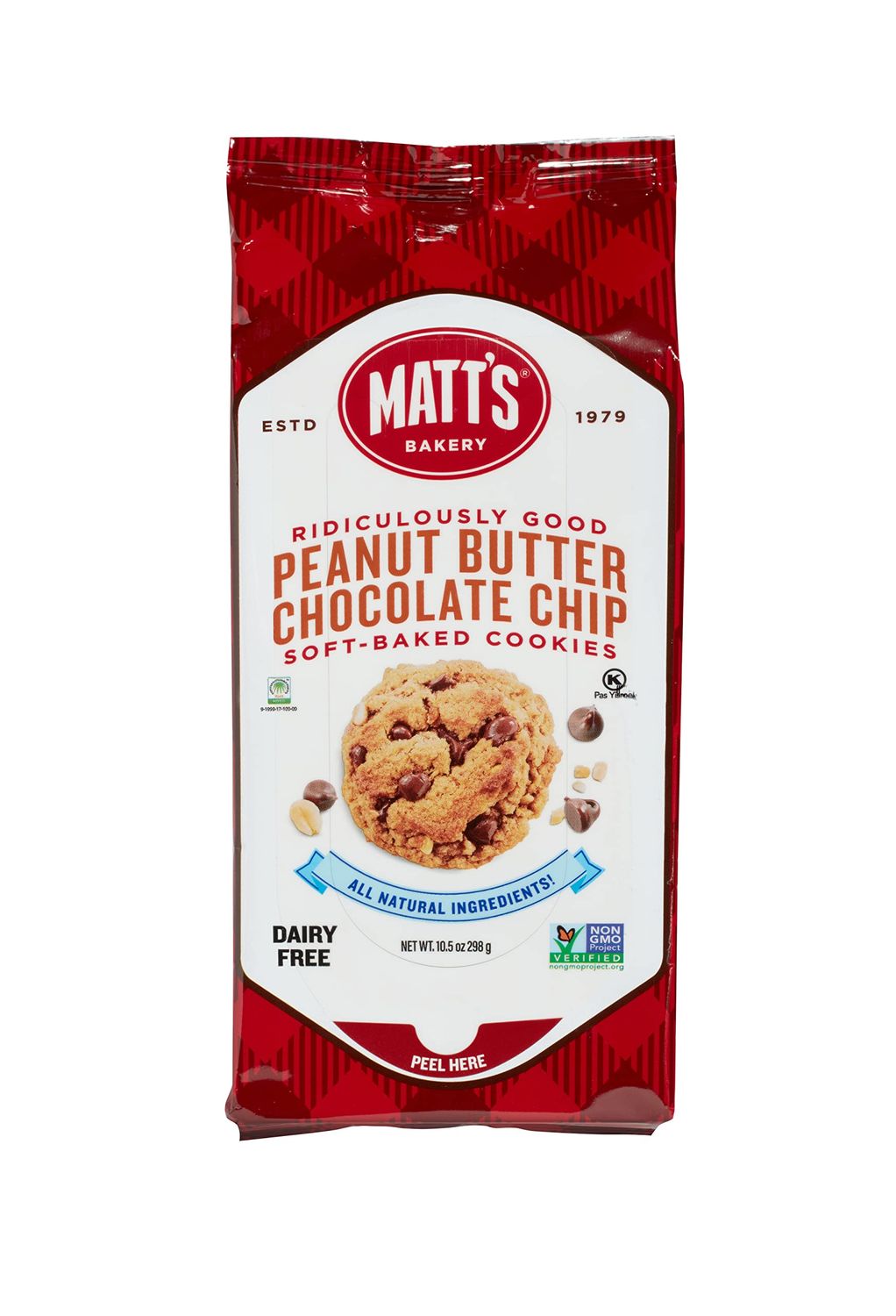 Matt&#39;s Bakery Peanut Butter Chocolate Chip Cookies Soft-Baked, Non-GMO, All-Natural Ingredients; Single Pack of Cookies 10.5oz Peanut Butter Chocolate Chip