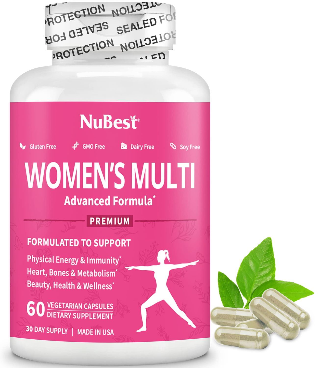 39-in-1 Capsules Horny Goat Weed, Maca, Wild Yam, Red Clover, Cranberry, Arginine, Vitamins, Minerals, Herbals Supplement for Women by Women&#39;s Multi 18 - Support Women&#39;s Health - 60 Vegan Capsule