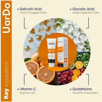 Uardo Vitamin-C-Burst Scrub Exfoliator 8.8 Fl Oz 260ml - usn109 For Dull &amp; Rough Skin Type Radiant Glow Smoothing For Women and Men