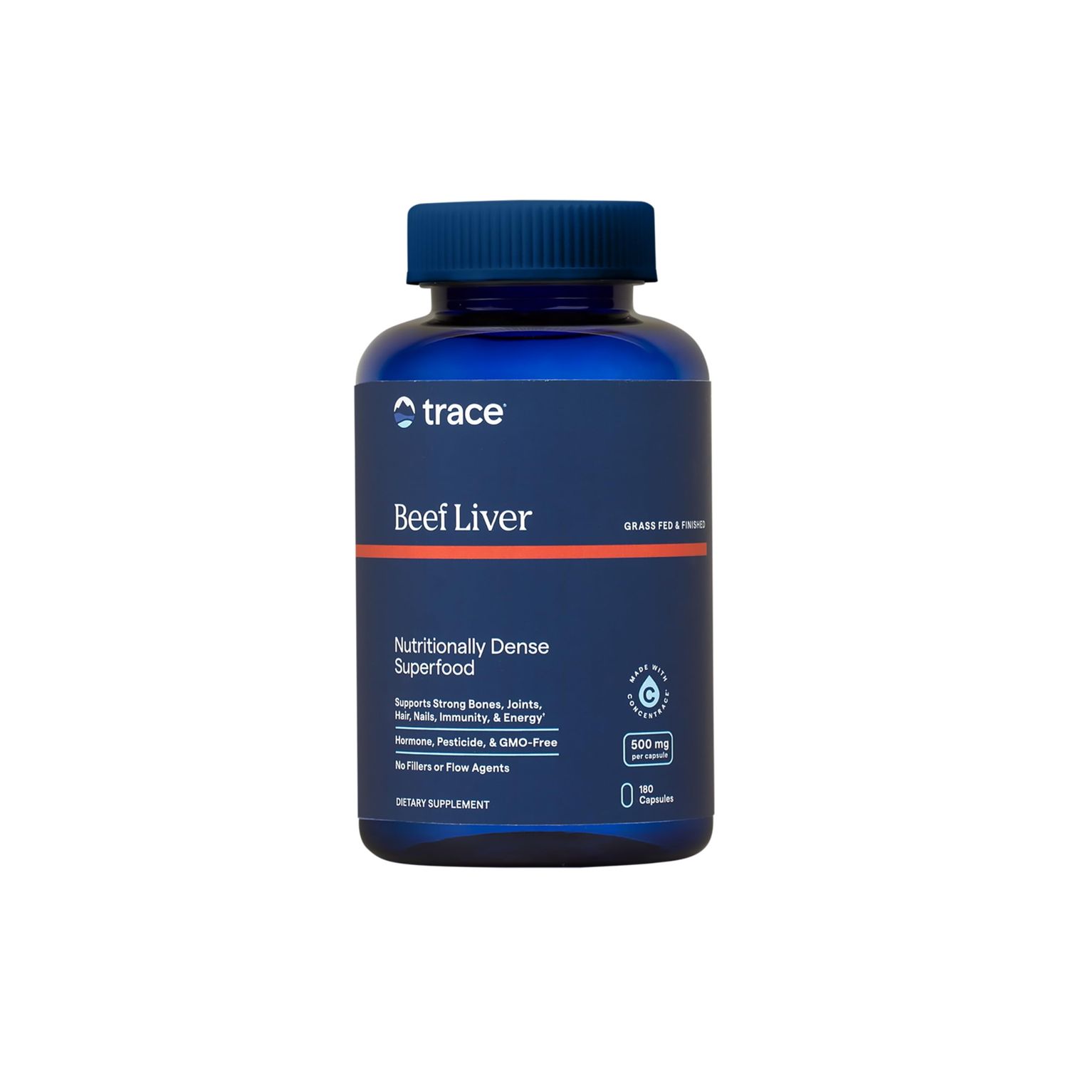 Trace Minerals Beef Liver, 500mg - Bone Health &amp; Energy Support Supplement - Nutritional Supplement Aids Healthy Skin &amp; Immunity - Beef Liver Supports Healthy Organs - 180 Capsules 30 Servings