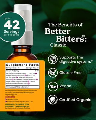 Herb Pharm Better Bitters Certified Organic Digestive Bitters, Absinthium, 1 Ounce