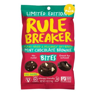 Rule Breaker Snacks Mint Chocolate Brownie Bites Vegan, Gluten-Free, Dairy-Free, Nut-Free, Allergen-Free, Soy-Free Great for School, Lunchbox, Office, Pantry Soft-Baked, Better-For-You Cookie Bites...