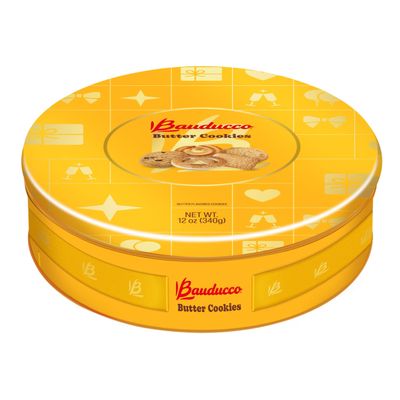 Bauducco Assorted Butter Cookies Tin, 12 oz Pack of 1 - Traditional Danish Shortbread Style Cookies, Perfect Holiday Gift or Sweet Snack Treat - No Artificial Colors