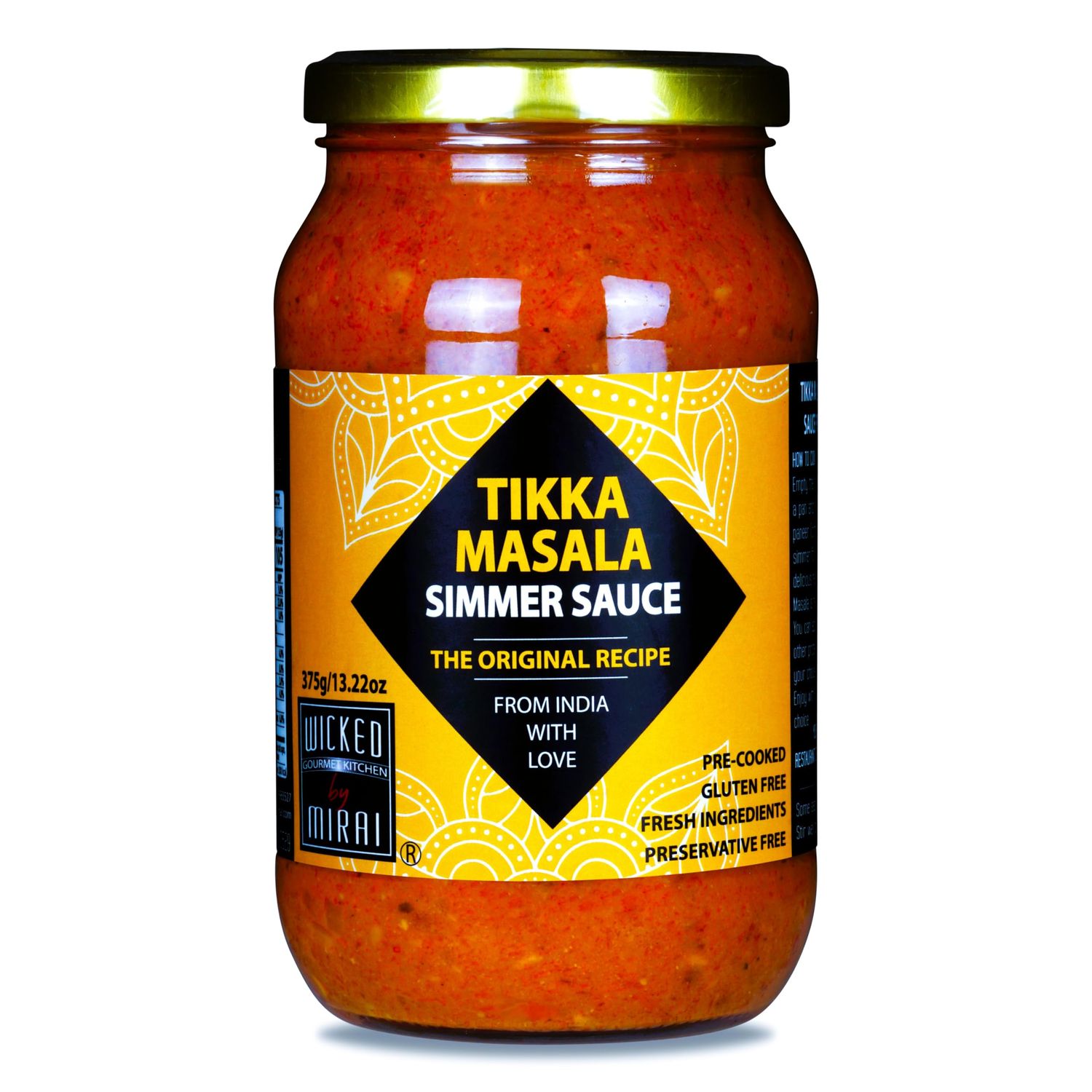 WICKED GOURMET KITCHEN by MIRAI I Pack of 1 I Pre-cooked I Tikka Masala Simmer Sauce I Handcrafted with Fresh Ingredients I All Natural, Preservative Free And Gluten Free - 13.22 Oz x 1