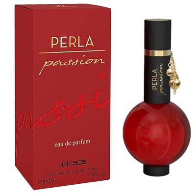 MIRADA Perla Passion, Women&#39;s Eau de Parfum EDP 3.4 FL. Oz 100ml, Womens Perfume with Notes of Pear, Grapefruit, Currant, Pink Pepper, Heliotrope, Pineapple, Rose, Jasmine, Vanilla, Patchouli