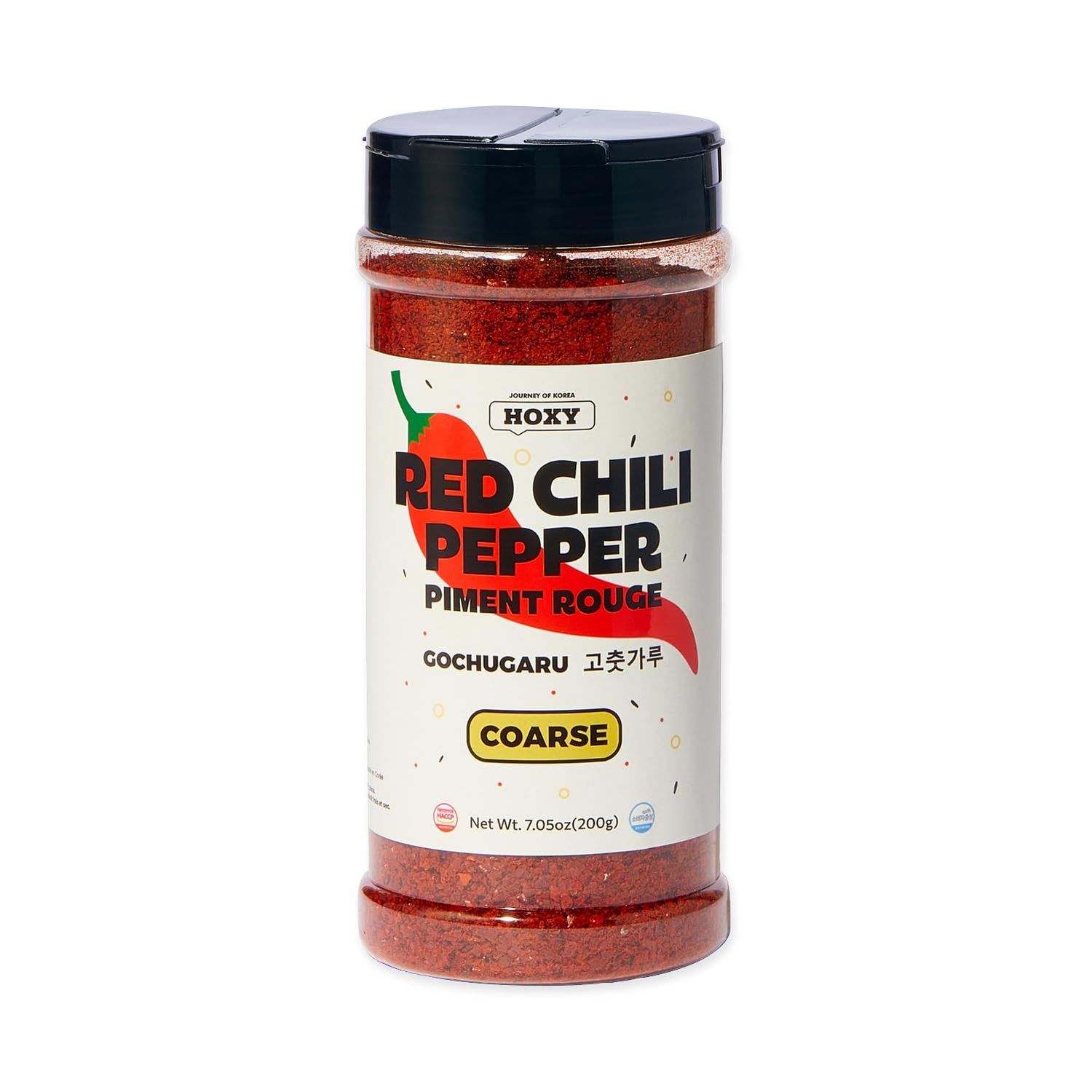 HOXY Journey of Korea Red Chili Pepper 7oz - Korean Gochugaru. Red Chili Pepper Spice Seasoning for Asian Food. MSG Free, Certified HACCP. Coarse for Kimchi
