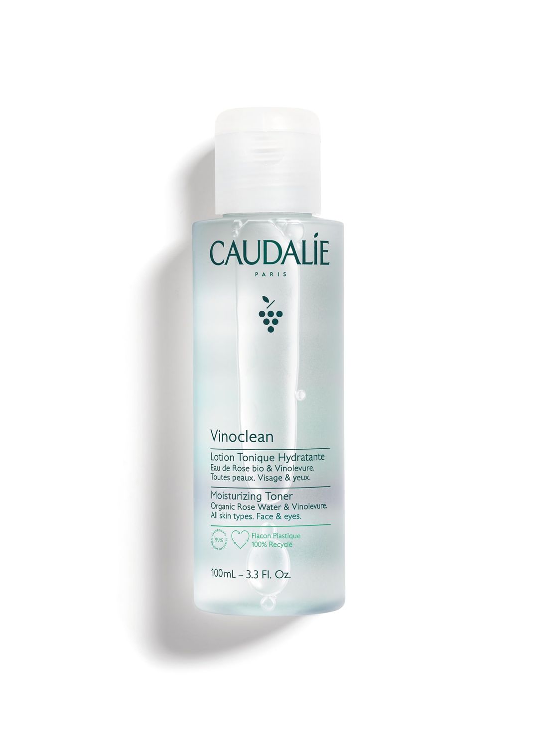 Caudalie Vinoclean Moisturizing Toner with Rose Water - 3.3 oz