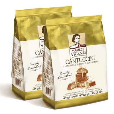 Cantuccini Biscotti by Matilde Vicenzi Gourmet Italian Almond Mini Biscotti Cookies Made in Italy 7.94oz 225g Bag-2 Pack All-Natural, Kosher, Dairy