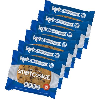 Smart Baking Company SmartCookie Soft &amp; Chewy Chocolate Chip Cookie, Sugar Free, Gluten-Free Keto Snack with Protein, Fiber, Low Calorie Dessert Food, 6 Pack