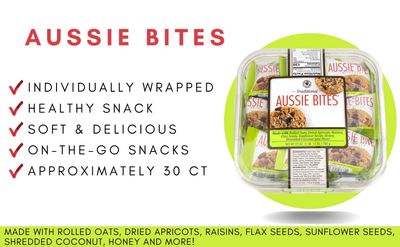 Traditional Aussie Bites Individually Wrapped 27 Oz, Oatmeal snacks cookies, Healthy Oatmeal Bites with RON DEYMOND Measuring Spoons
