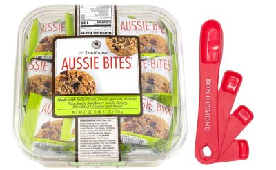 Traditional Aussie Bites Individually Wrapped 27 Oz, Oatmeal snacks cookies, Healthy Oatmeal Bites with RON DEYMOND Measuring Spoons