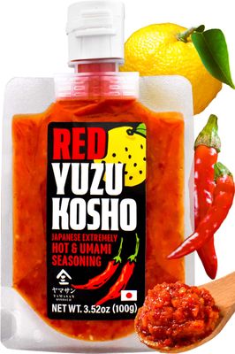 YAMASAN KYOTO UJI Yuzu Kosho Red Pepper Spicy Paste, Japanese Extremely Hot &amp; Umami Seasoning, Vegan, Gluten-Free, No Additives, Made in Japan 100g3.52oz