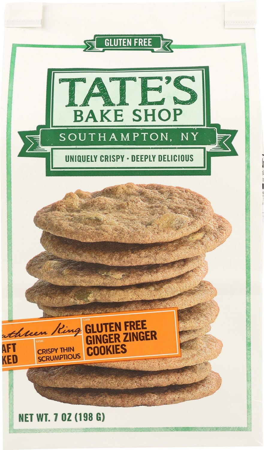 Tate&#39;s Bake Shop Ginger Zinger Cookies, Gluten Free, 7 Oz Pack of 6