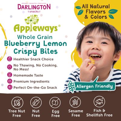 Blueberry Lemon Healthy Cookies, 20 Count 1.0 Oz Each, Crispy Crunchy Breakfast Biscuits with Blueberry Lemon Flavor, 8g Whole Grains, No Preservatives, Nut-Free Snacks by Appleways