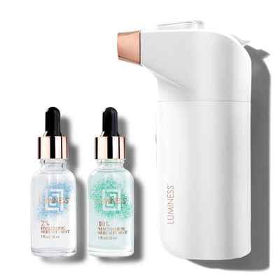 LUMINESS Blemish Prone Airbrush Skincare, Clarify &amp; Revive - Includes Breeze Airbrush Device, Hyaluronic 2, &amp; Niacinamide 10 Facial Serums - Restore Skins Moisture and Targets Blemishes &amp; Pores