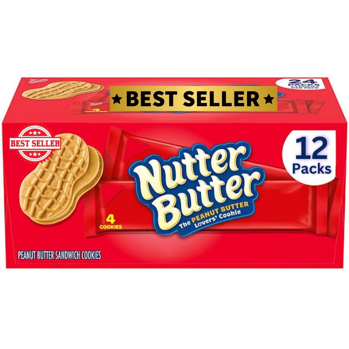 Nuter Butr Peanut Butter Sandwich Cookies 12 Pk. - Nuter Butr Cookies Individual Packs Deinum Trademark Spoon Included