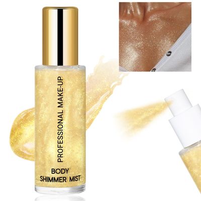 Face Liquid Highlighter Shimmer Body Spray for Hair and Skin, Luminizer Glow Spray for Face, Moisturizing Bronze Shimmer Illuminator G, Standard