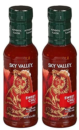 Sky Valley Sweet Chili Sauce - Mild Heat, Thai Sweet Chili Sauce, Use as Eggroll or Spring Roll Sauce, Gluten-Free, Plant-Based, Non-GMO Project Verified, Sweet Spicy Chili Sauce - 14.5 Oz, 2-Pack