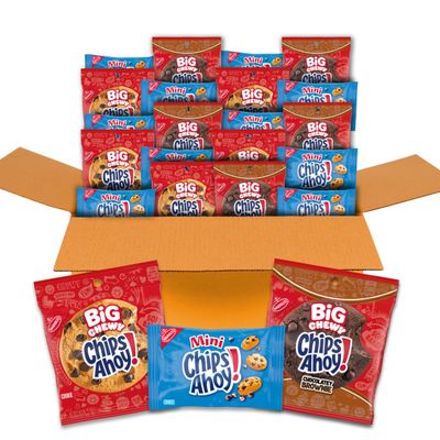 CHIPS AHOY! Cookie Variety Pack, Big Chewy, Big Chocolatey Brownie and Mini Original Chocolate Chip Cookies, 20 Snack Packs