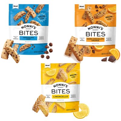 Nonni&#39;s Biscotti Style Bite Sized Twice Baked Crispy Cookie Bites Assortment - Kosher - 4.8oz Variety 3-Pack Biscottini Pack of 3