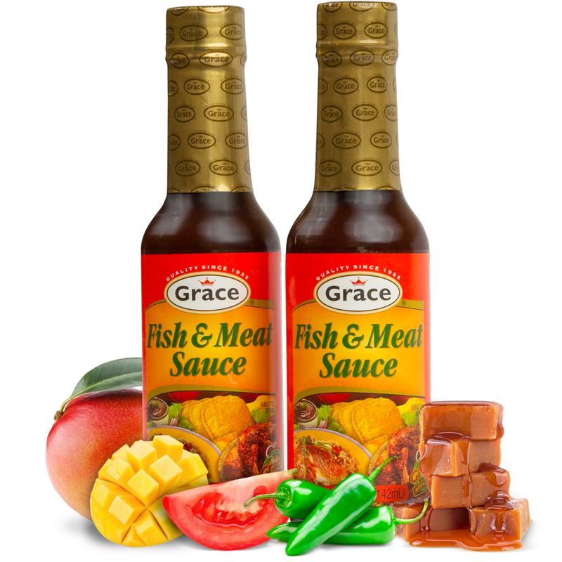 Grace Fish and Meat Sauce 4.8oz - 2 Pack Jamaican Seafood Seasoning &amp; Meat Marinade - Caribbean Fish Sauce for Cooking or as a Chicken Marinade - Mild Jamaican Marinade &amp; Seafood Sauce