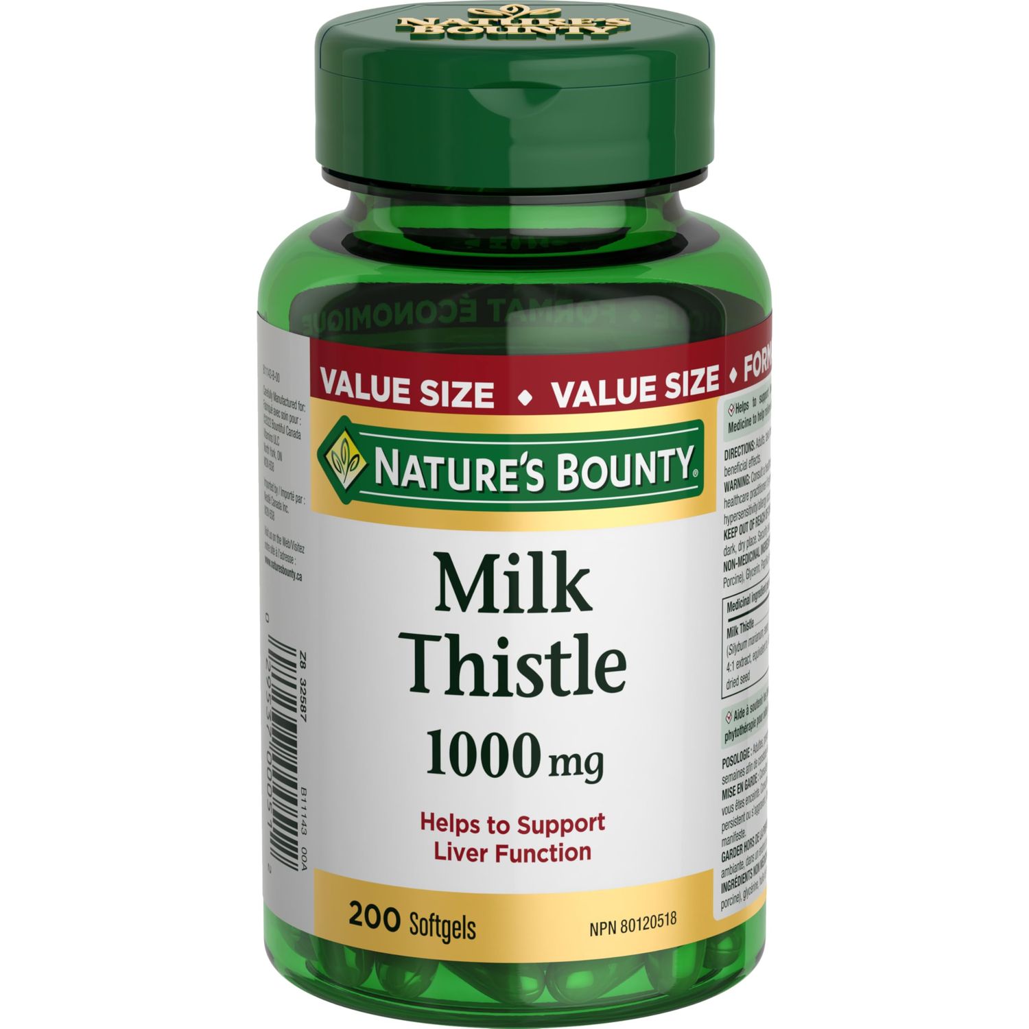 Nature&#39;s Bounty Milk Thistle Value Size, 200 Softgels