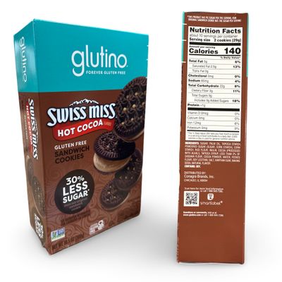 Glutino Swiss Miss Hot Cocoa Sandwich Cookies, Gluten Free, Less Sugar, 10.50 Ounces Pack Of 8