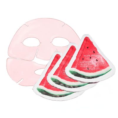 Glow Recipe Watermelon Glow Jelly Sheet Mask Bundle 3 Count - Disposable Hydrogel Face Mask with Centella Asiatica &amp; Hyaluronic Acid - Skin-Cooling Serum to Soothe &amp; Replenish Dehydrated Skin