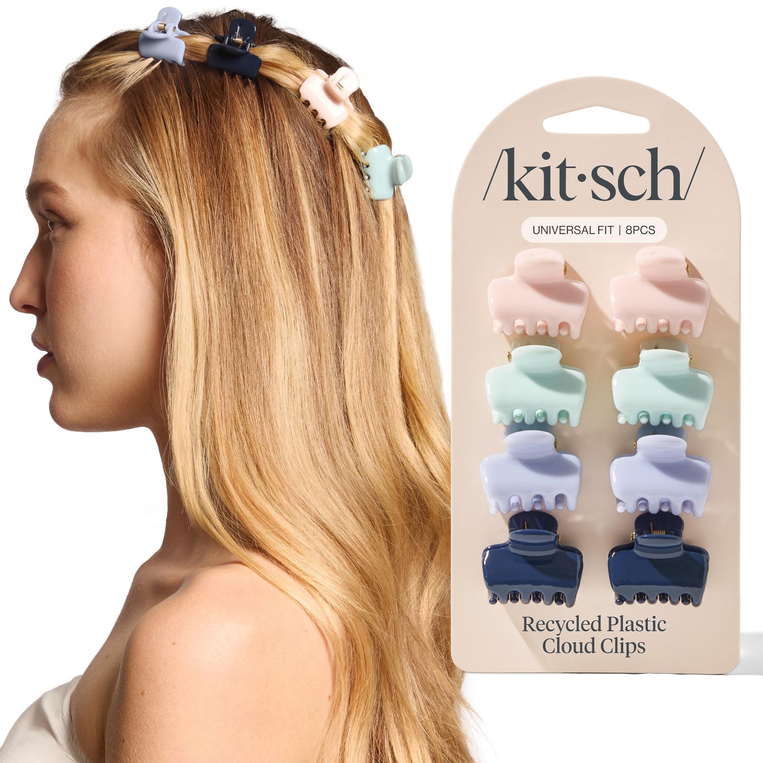 Kitsch Small Hair Clips for Women and Girls - Mini Claw Clips - Hair Accessories for Women - Daily Styling, Recycled, Garden Bouquet - 8pc Set