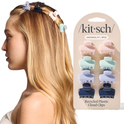 Kitsch Small Hair Clips for Women and Girls - Mini Claw Clips - Hair Accessories for Women - Daily Styling, Recycled, Garden Bouquet - 8pc Set