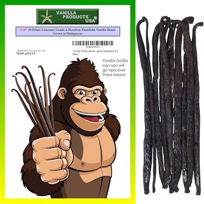 10 TEN Whole Grade A Prime Gourmet Bourbon Madagascar Vanilla Beans 56 by Vanilla Products USA 10 Count Pack of 1