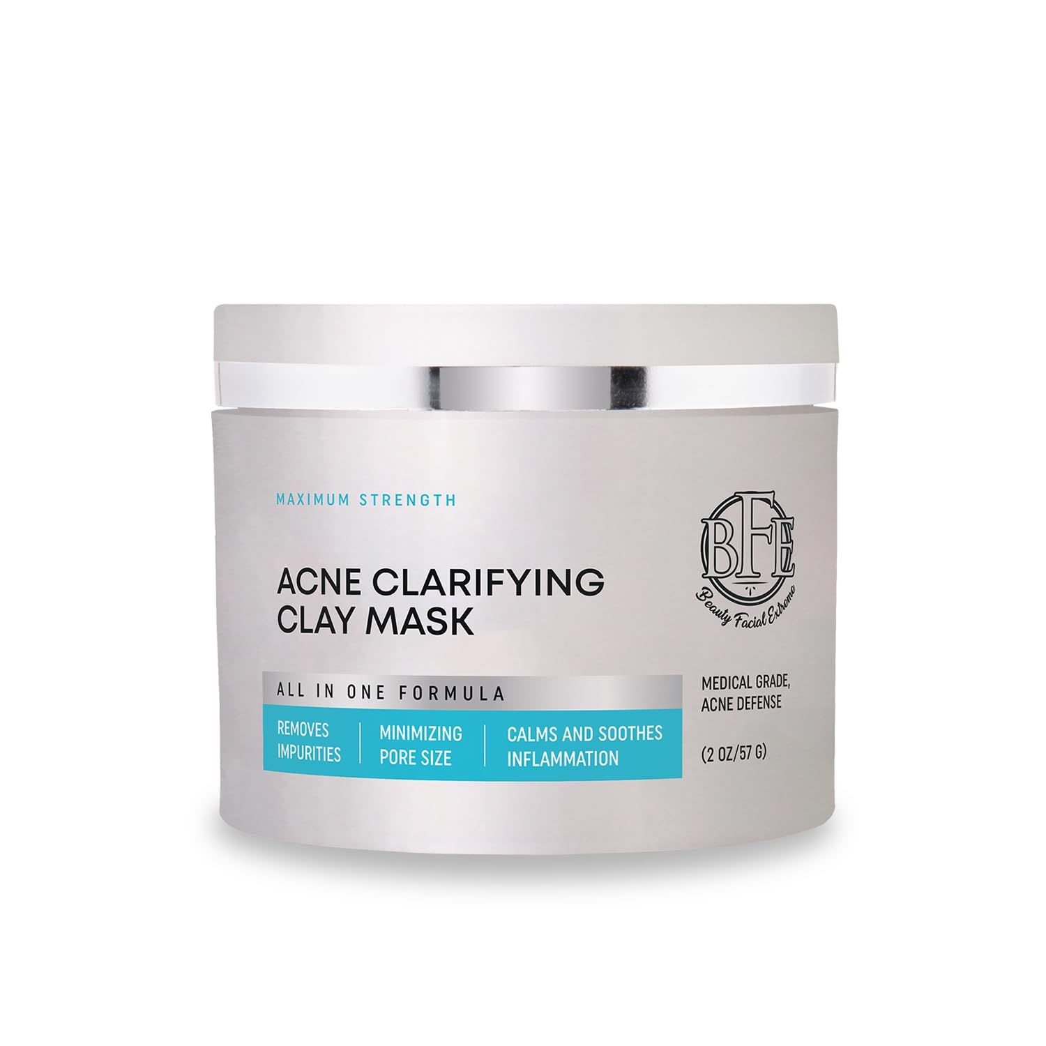 Acne Treatment Clay Mask- Clears Away Clogged Pores, Blackhead &amp; Whitehead Pimples, Blemishes, Scars &amp; Oily Skin for Face &amp; Body. Ingredients Including Sulfur, Bentonite, Kaolin &amp; Jojoba Oil.