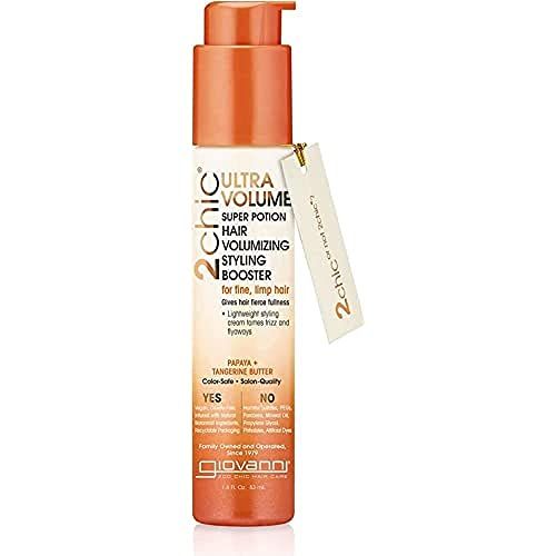 GIOVANNI 2chic Ultra-Volume Super Potion Hair Volumizing Styling Booster - Volumizing Formula with Papaya &amp; Tangerine Butter, Weightless Control for Thin Hair, No Parabens, Color Safe - 1.8 oz