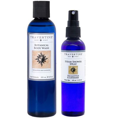 Travertine Extraordinary Shower Duo Eucalyptus &amp; Lavender Body Wash &amp; 4 oz. Steam Shower Spray