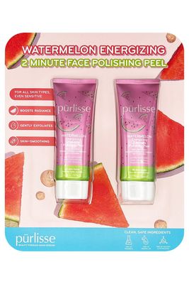 Purlisse Watermelon Energizing 2 Minute Polishing Peel, Cruelty-free, Paraben &amp; Sulfate-free, Brightening &amp; Smoothing, 2 Pack